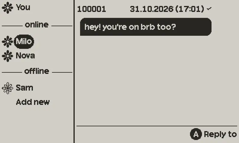 Contacts and a message (official itch.io screenshot)